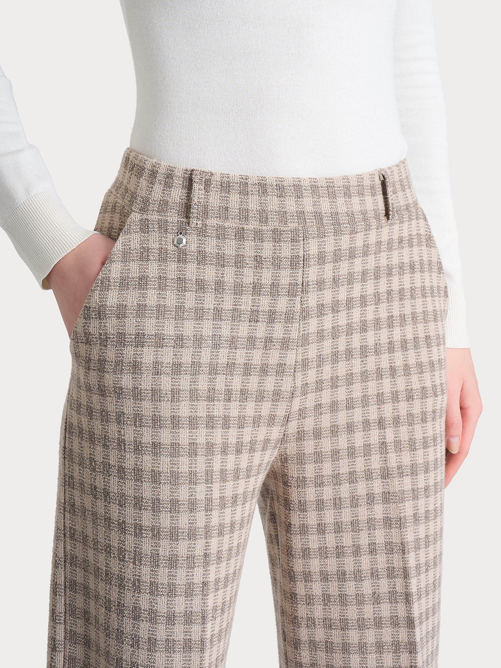 Ragno Eco Jacquard pantalone ampio Pine Bark misto lana