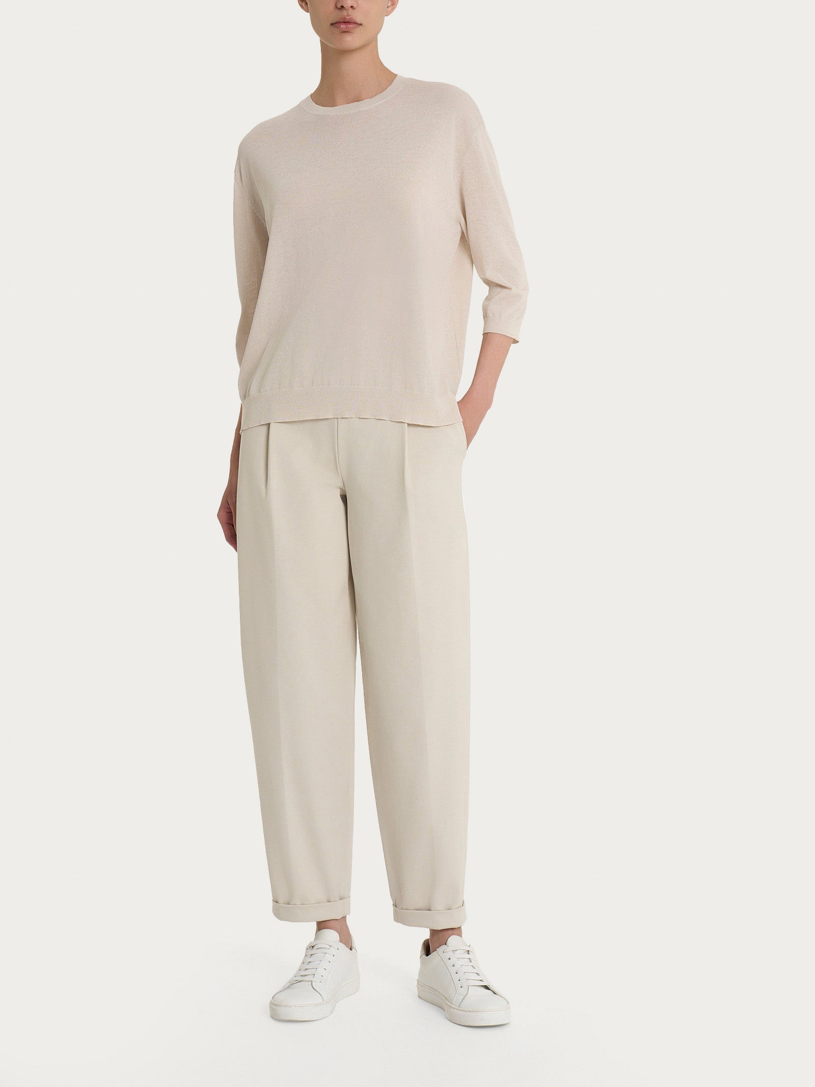 Ragno Crêpe Maglia girocollo maglia donna Champignon 3/4