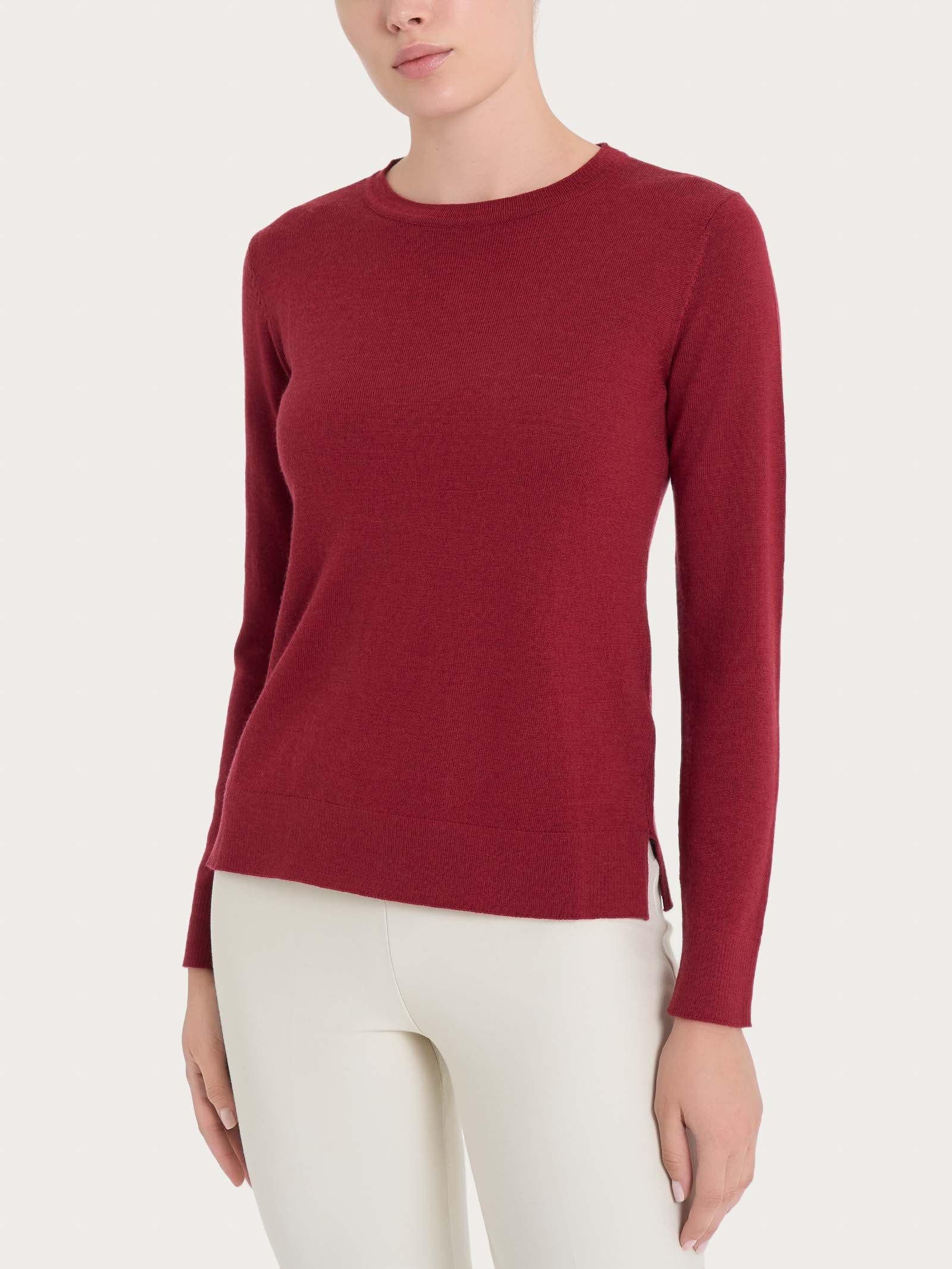 Ragno Merino Soft Girocollo Maglia Tibetan Red Pura Lana