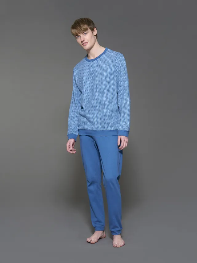 Ragno Sport Pigiama Serafino Bijou Blue interlock cotone