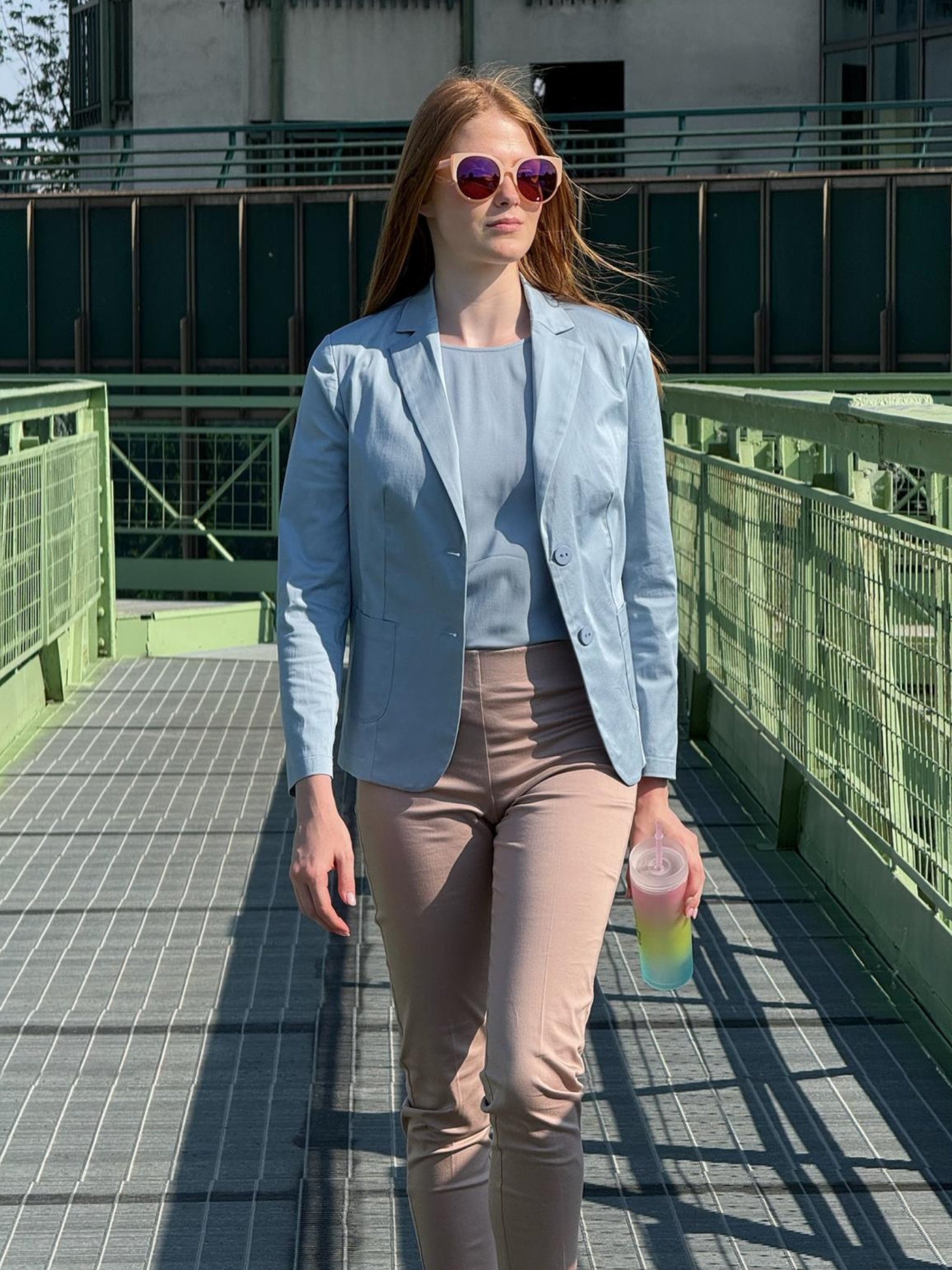 Ragno Voile Stretch blusa 3/4 dusty blue viscosa