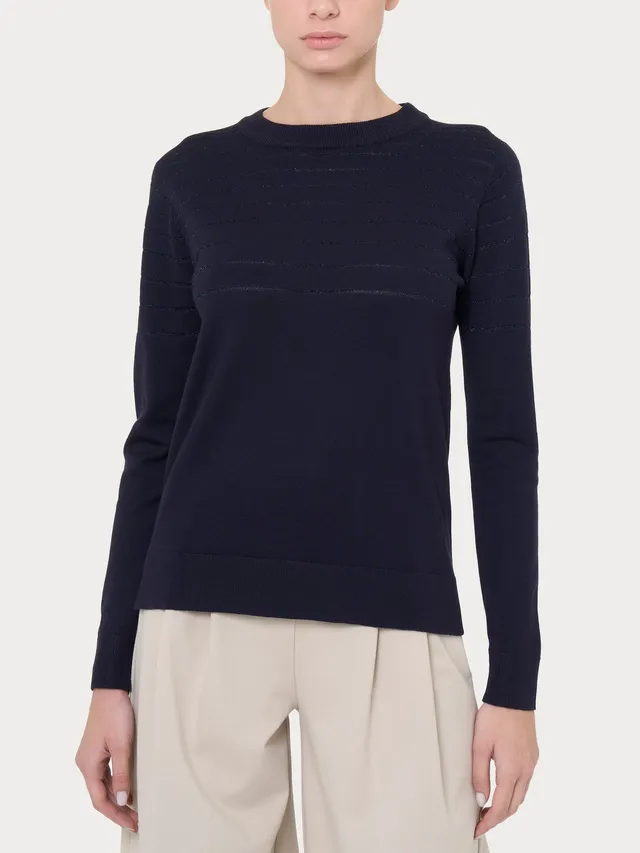 Ragno Four Seasons maglia girocollo righe Bleu lurex