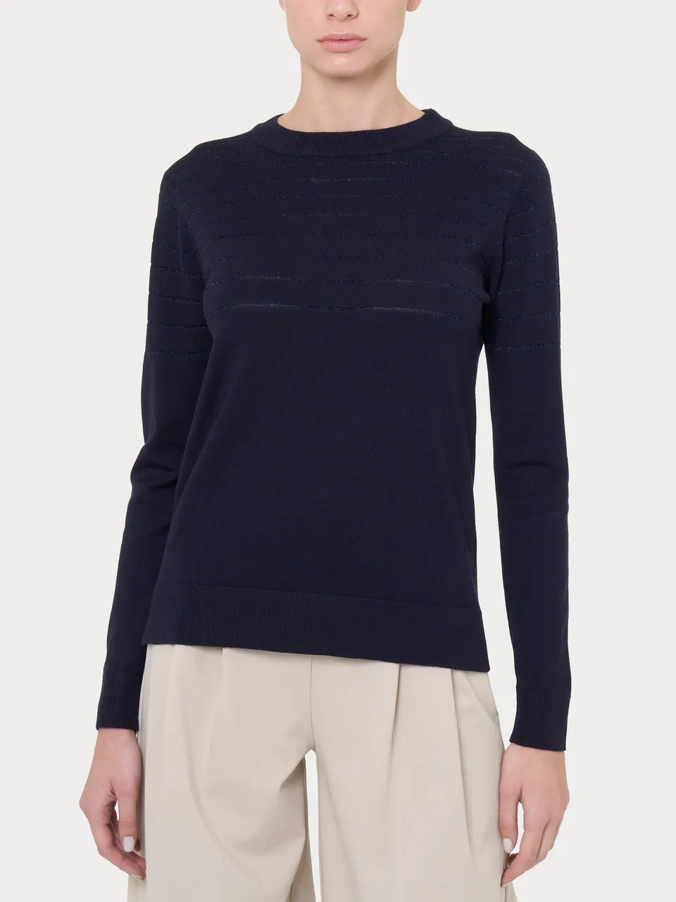 Ragno Four Seasons maglia girocollo righe Bleu lurex
