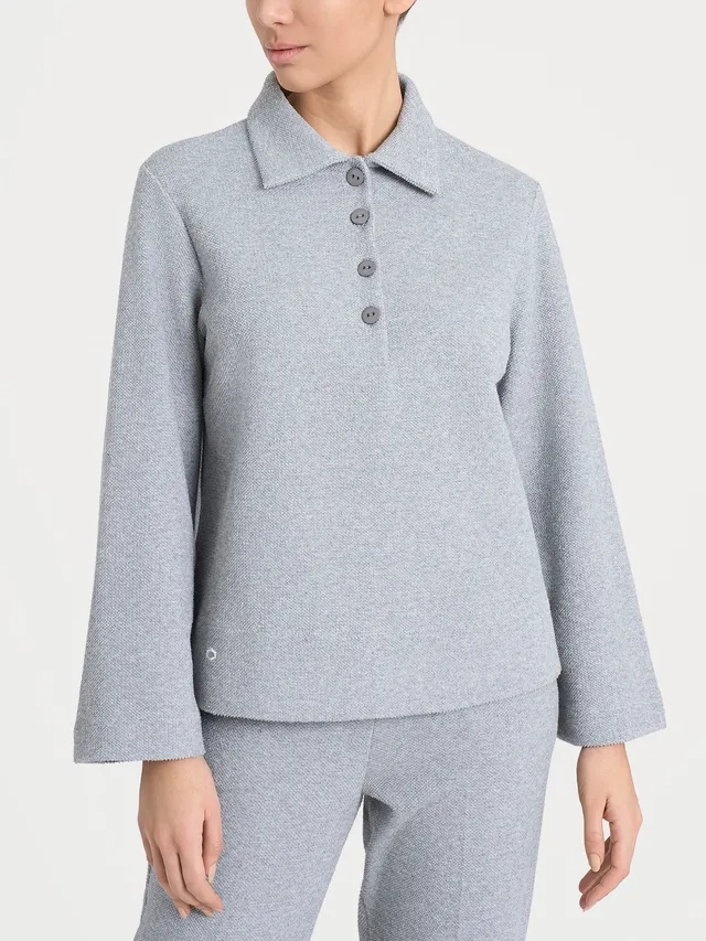 Ragno Comfort Polo Donna Grigio Melange Japanese Fleece Calda