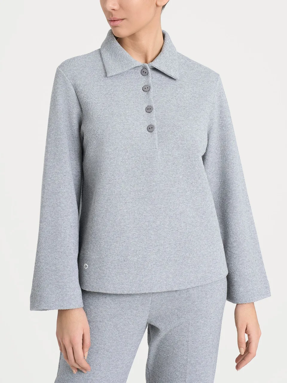 Ragno Comfort Polo Donna Grigio Melange Japanese Fleece Calda