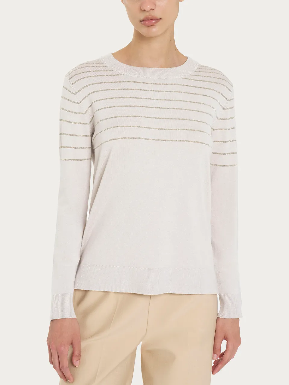 Ragno Four Seasons Girocollo Maglia Righe Lurex Champignon