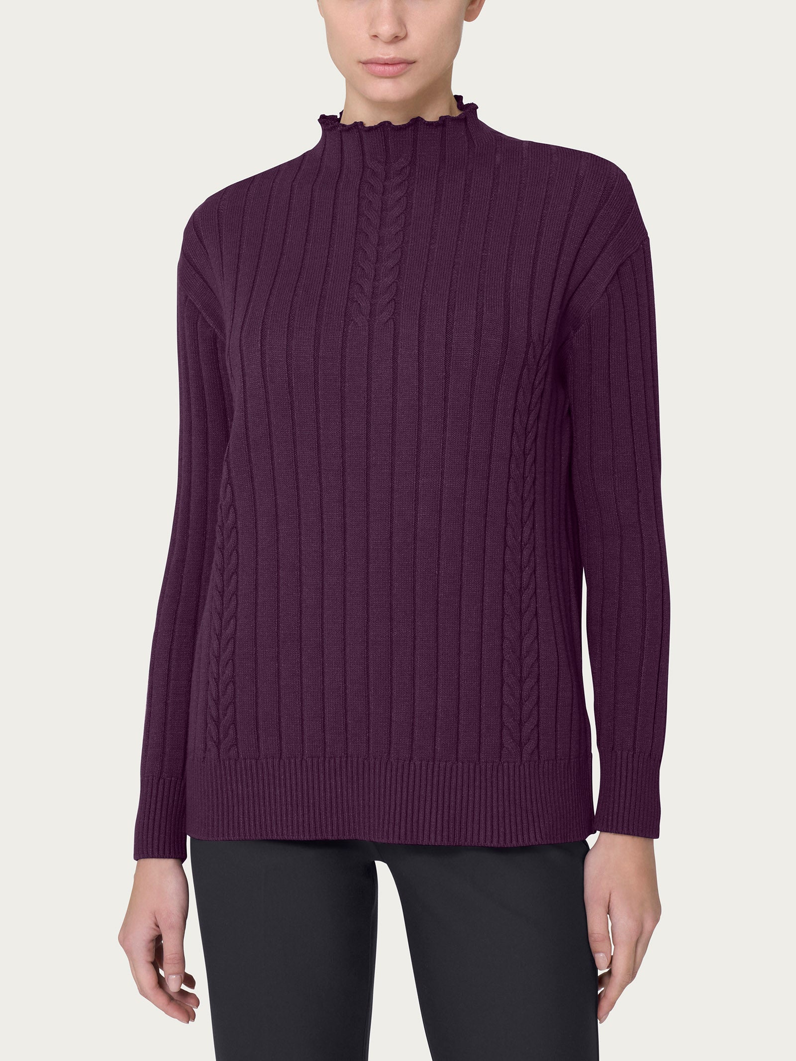 Ragno Four Seasons Lupetto Knit Rib maglia morbida plum perfect