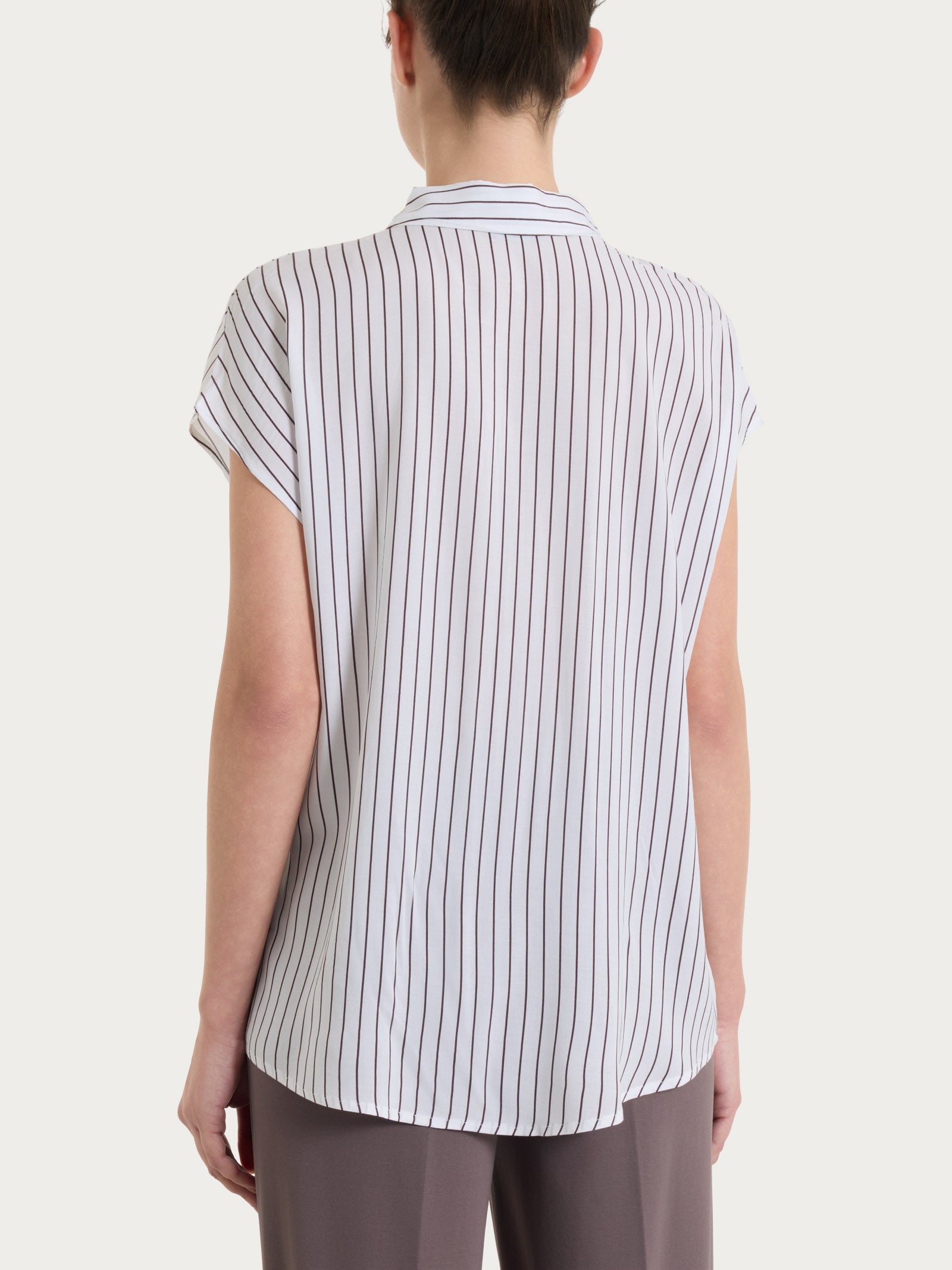 Ragno Camicia Righe Donna Raisin Manica Corta Ecoseta Viscosa