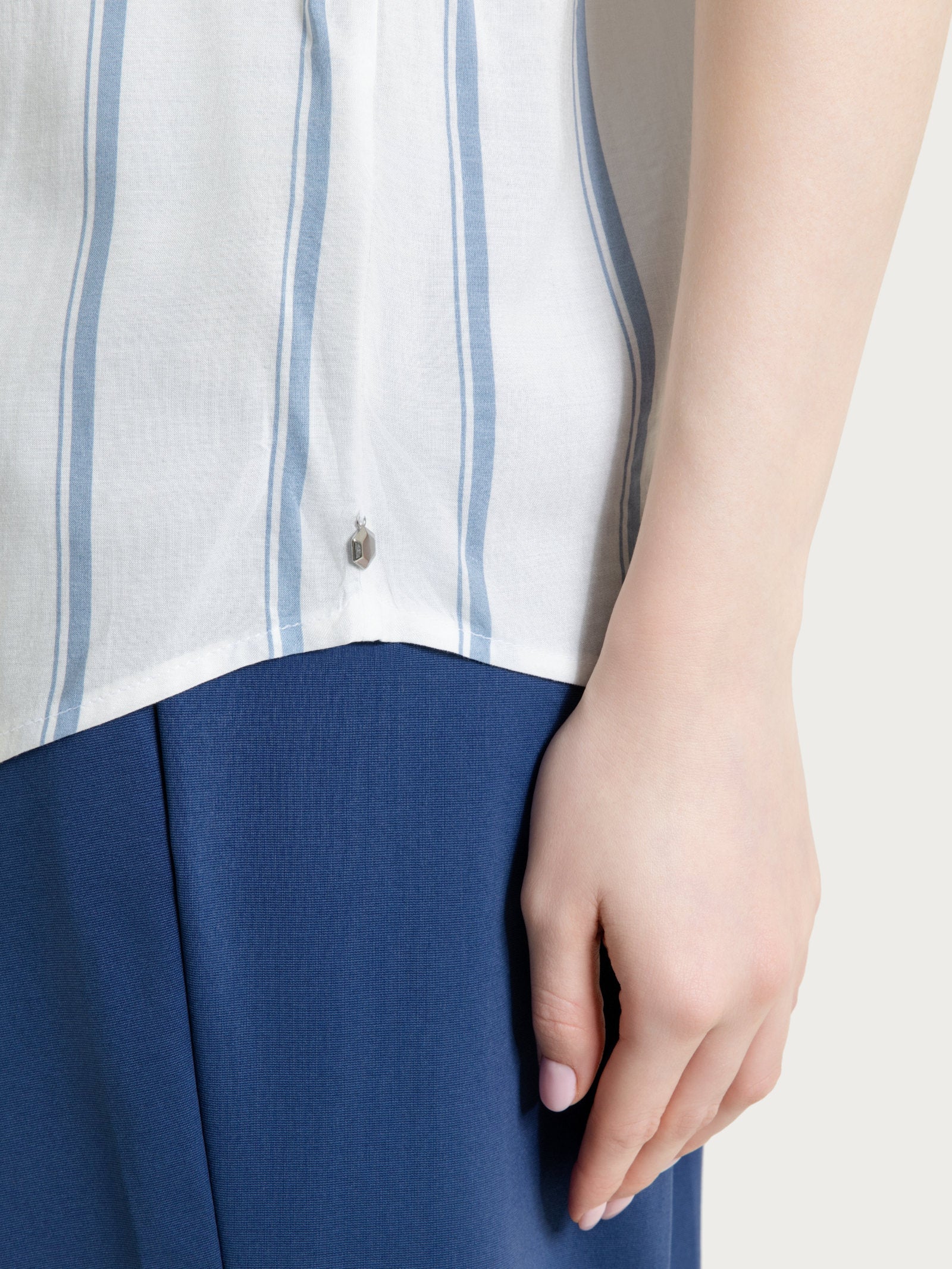 Ragno EcoSeta Camicia Righe Dusty Blue manica corta