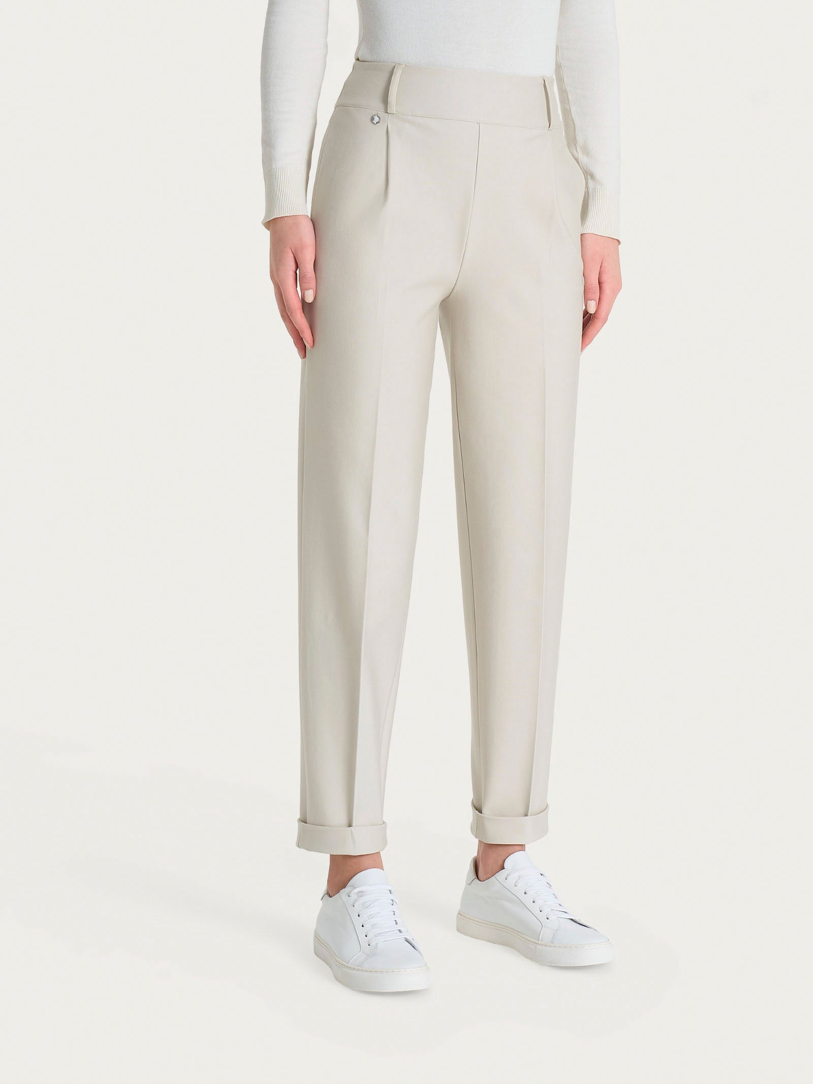 Ragno Compact Pantalone Carota Tasche Pinces Champignon viscosa stretch