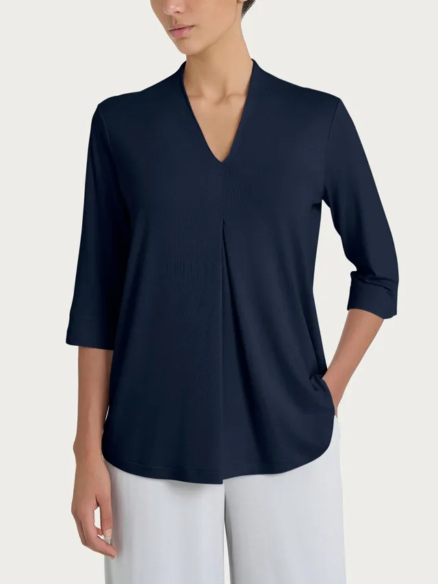 Ragno Viscosa Summer Scollo a V maglietta Bleu