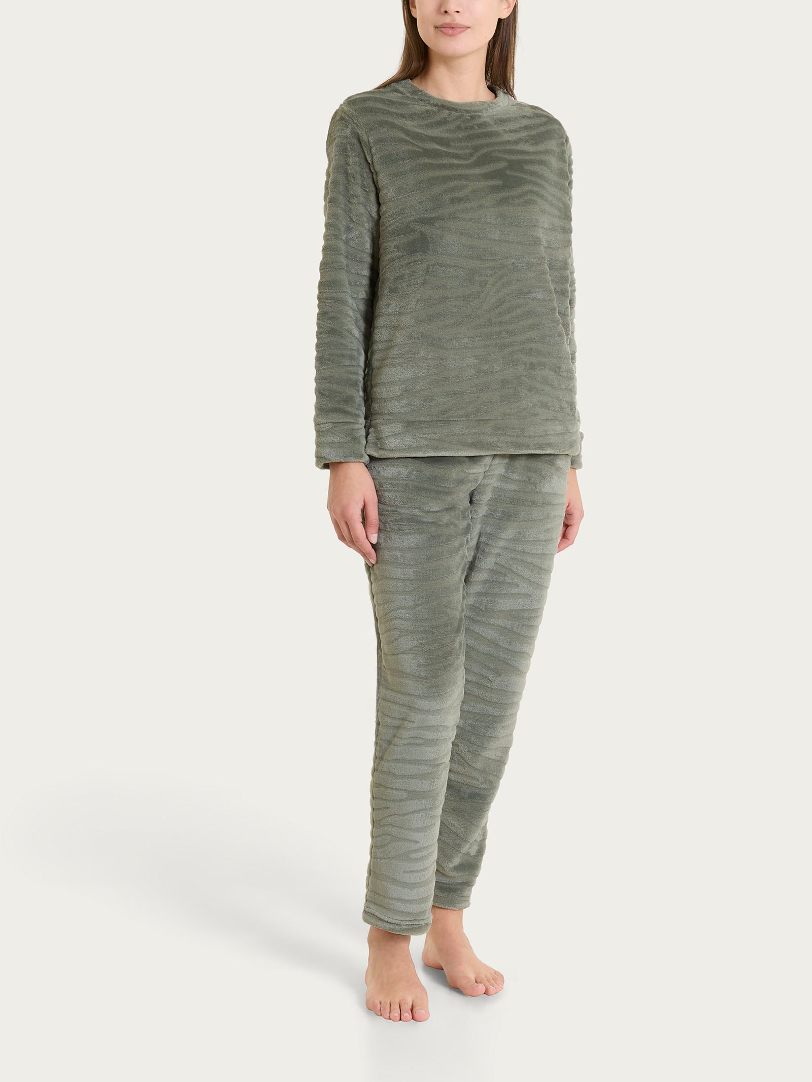 Ragno Coral Fleece Tuta Girocollo Pigiama Shadow Calda