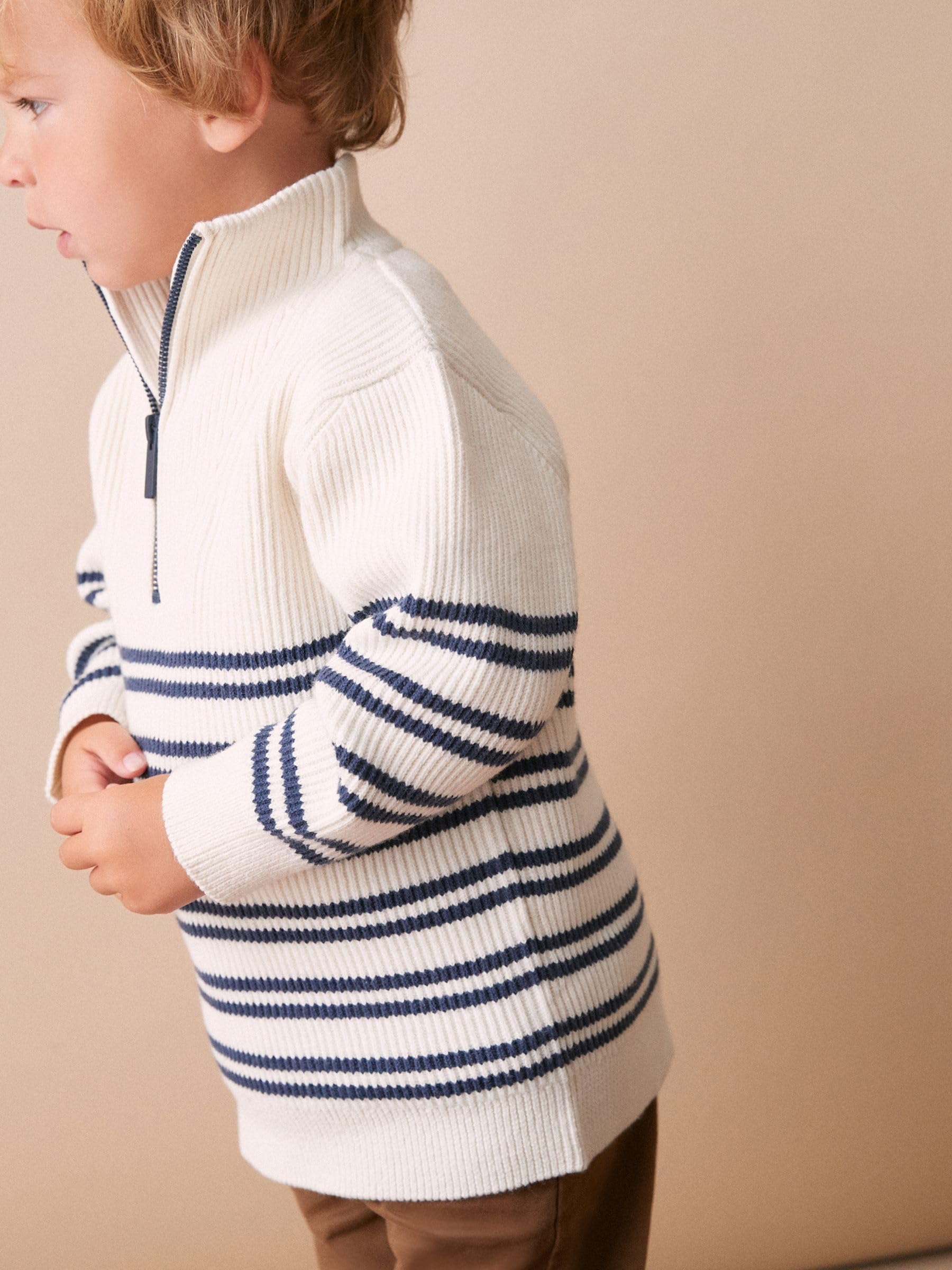 Next Ragazzo maglione zip corta ecru cream 92-98