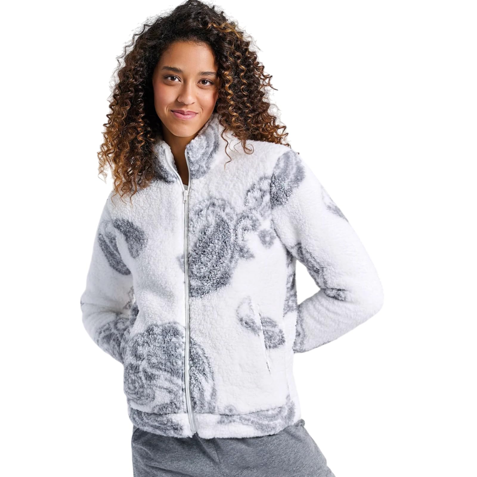 Lady C Giacca Sherpa Full Zip homewear effetto paisley