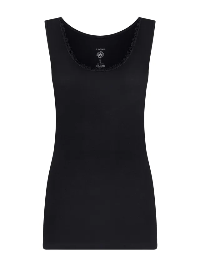 Ragno 100% Cotone Canottiera donna nero puro cotone
