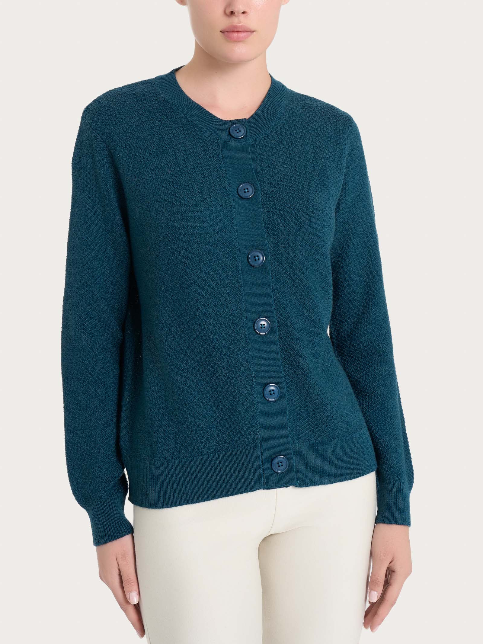 Ragno Merino Soft Cardigan blu Reflecting Pond