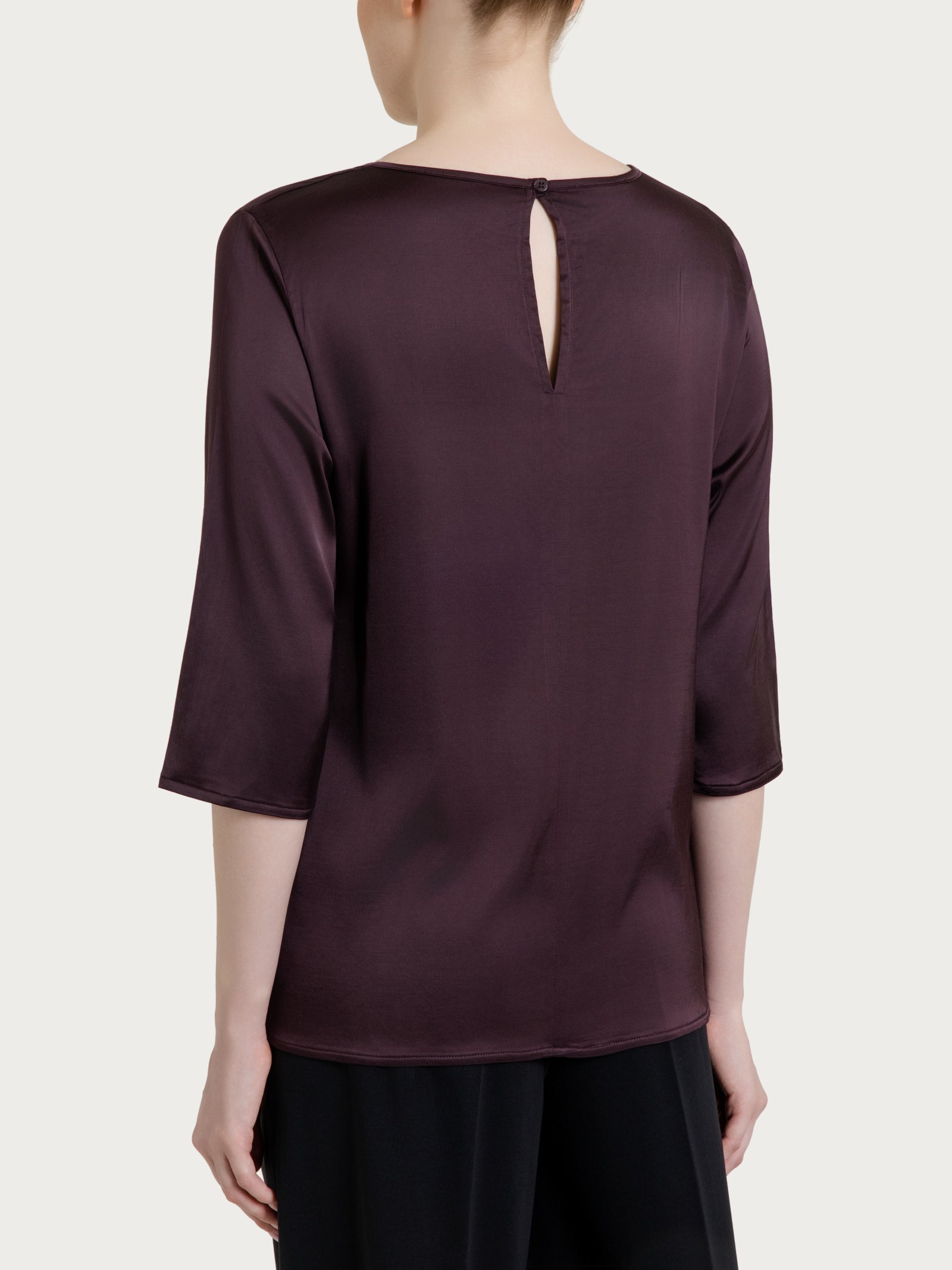 Ragno Stretch Satin Blusa 3/4 Plum Truffle Viscosa