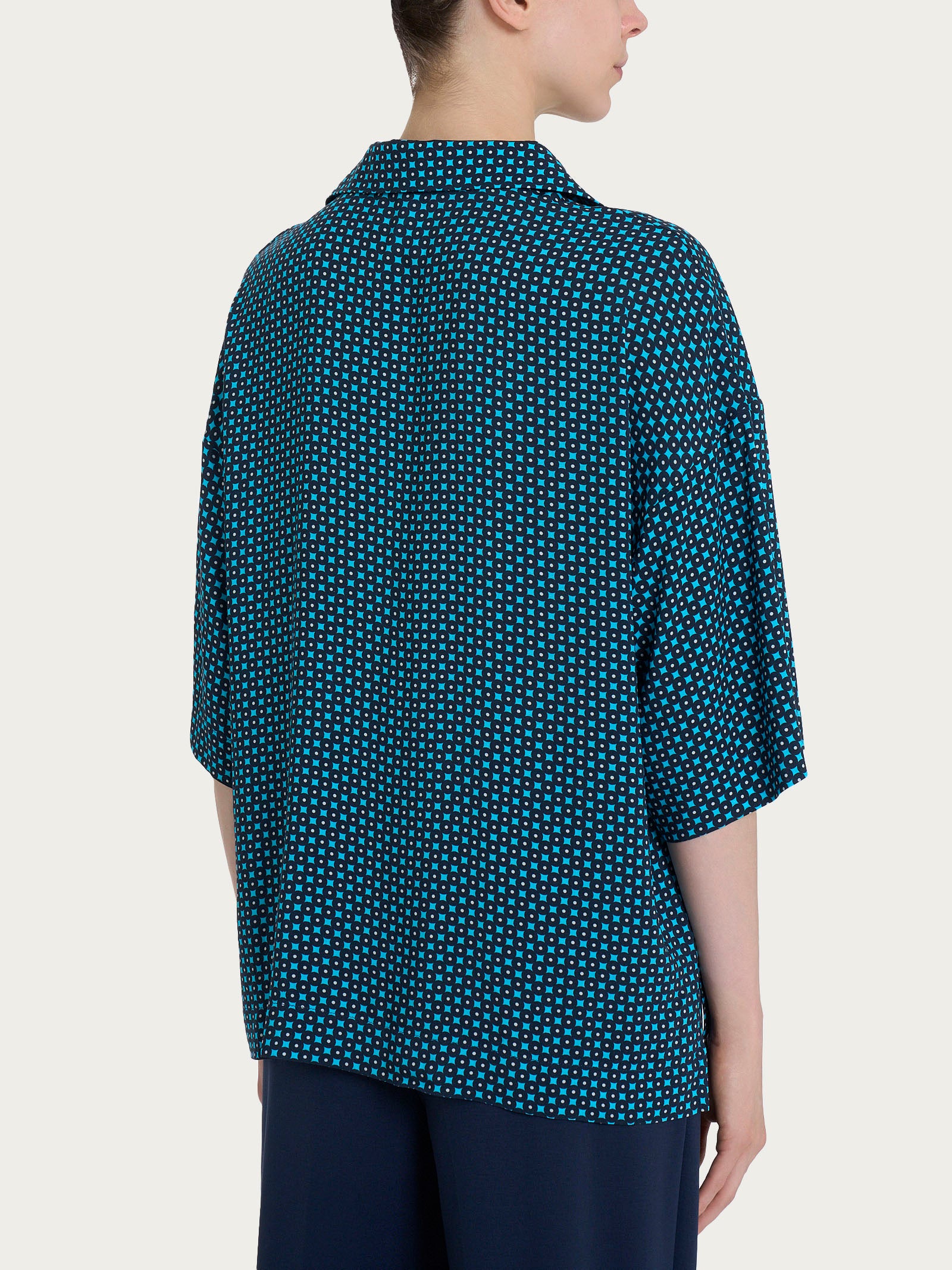 Ragno EcoSeta Blusa Colletto Aquarius Azzurra Viscosa