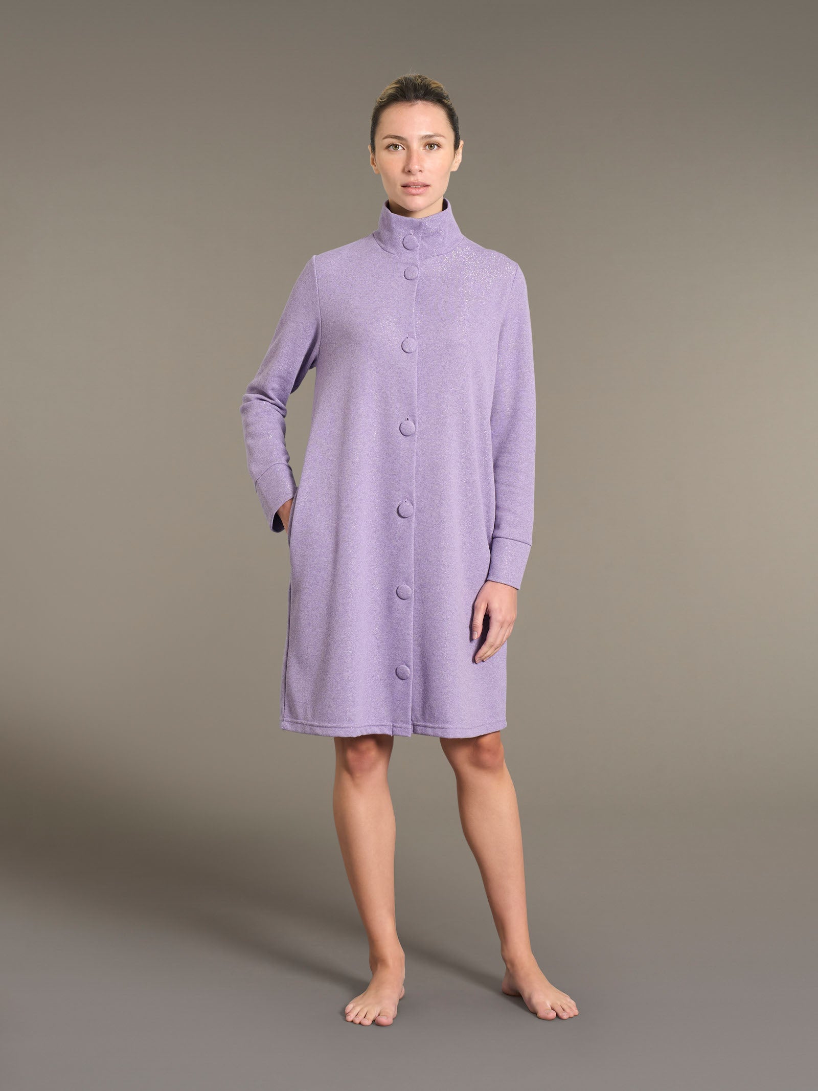 Ragno Sweet Emotion vestaglia corta Lilla pile lurex