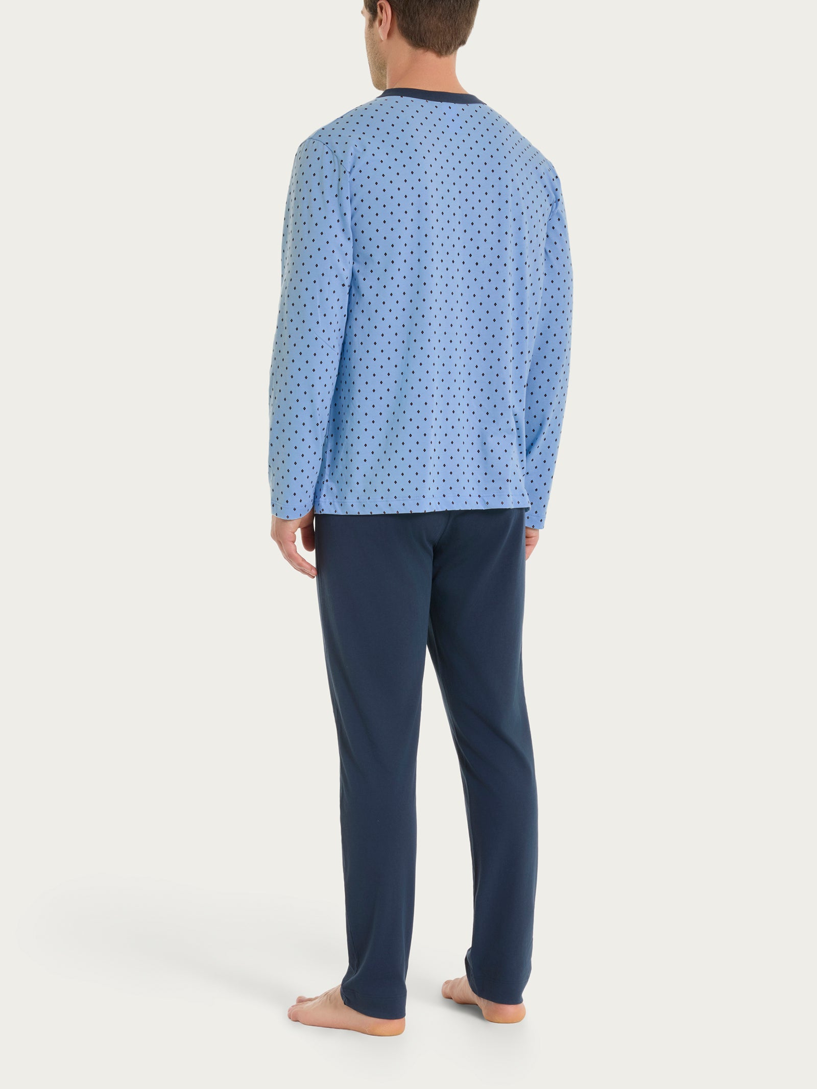 Ragno Jersey Cotone pigiama uomo micro rombi blu