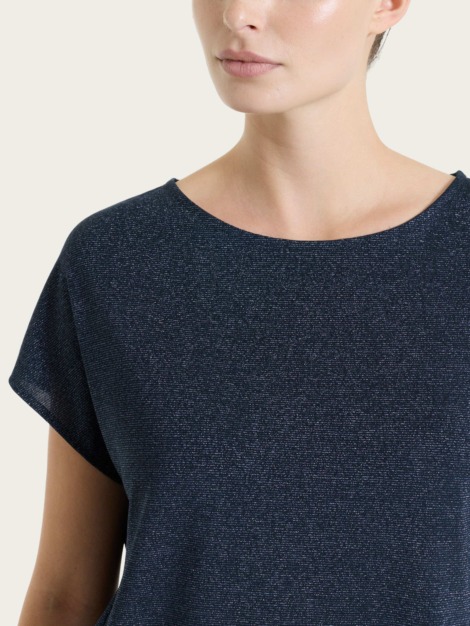 Ragno Summer Light maglietta kimono righe Bleu lurex