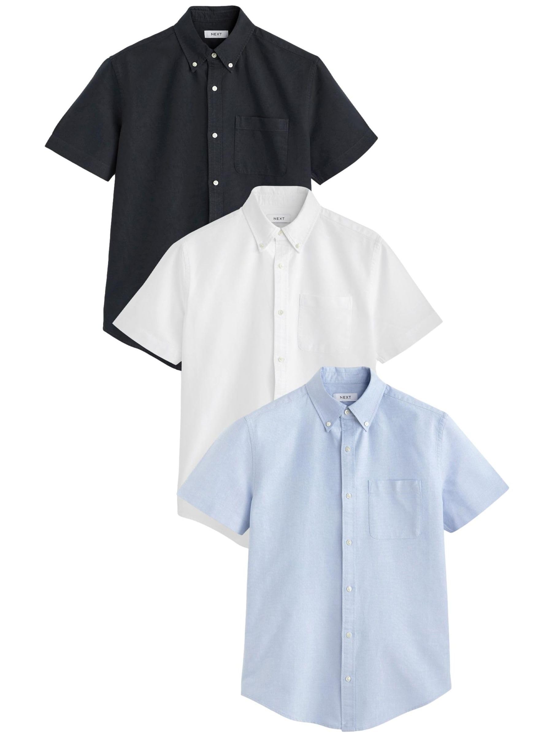 Next Oxford Camicie Uomo Manica Corta XL Confezione 3 Cotone