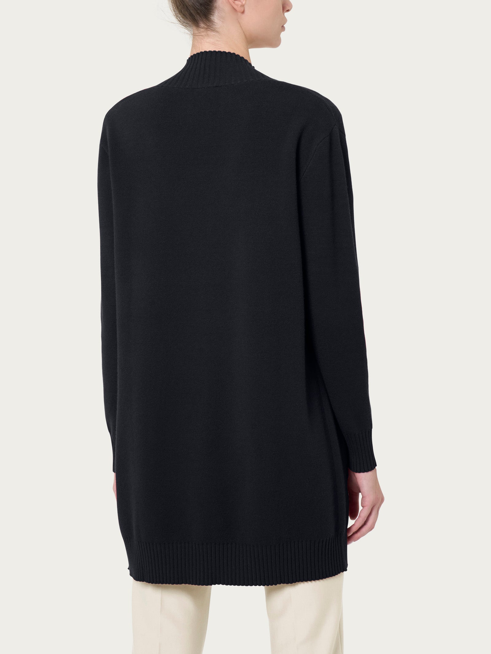 Ragno Four Seasons Cardigan donna nero lungo aperto misto viscosa