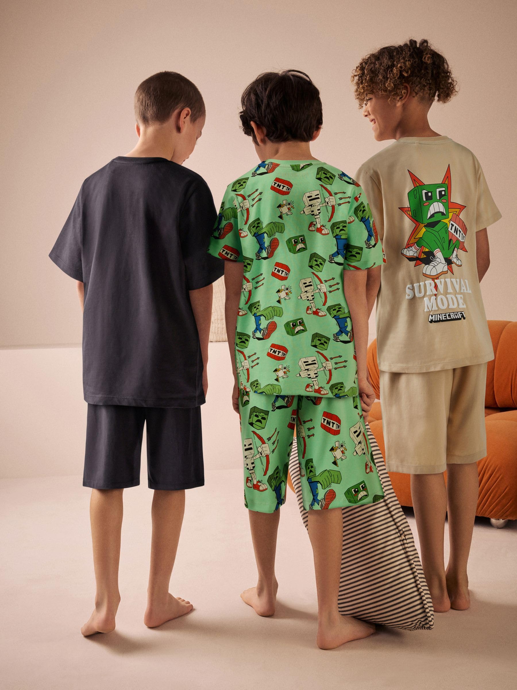 Next Pigiama corto bambino Minecraft 3 pezzi 128 cotone