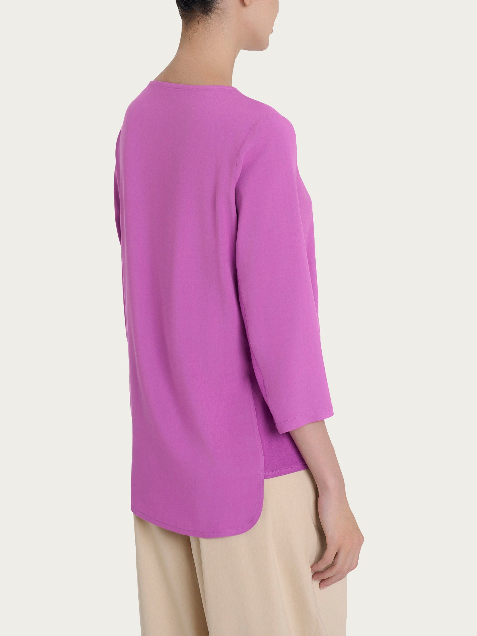 Ragno Viscosa Summer maglia girocollo viola Cattleya Orchid misto viscosa