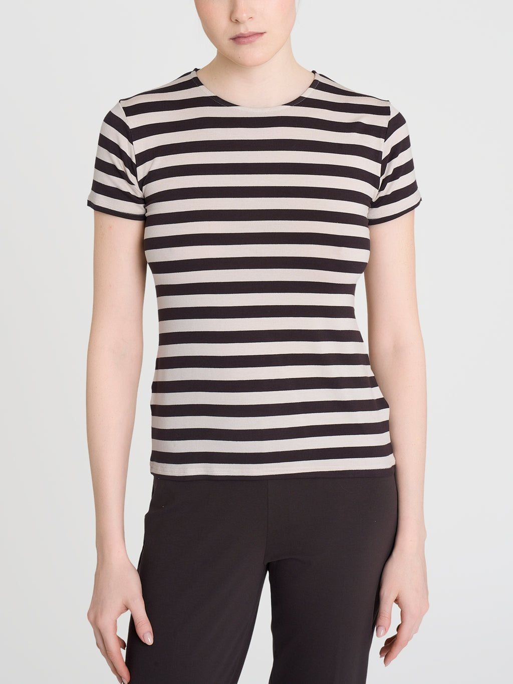 Ragno Summer T-shirt Rigata Viscosa Chocolate Torte