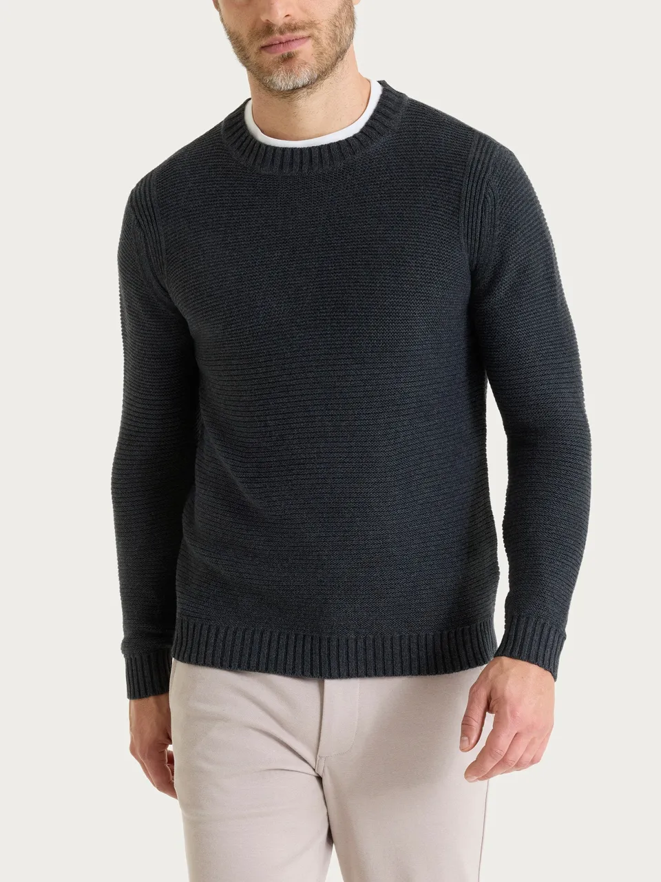 Ragno Winter Cotton Pull Girocollo uomo nero caldo