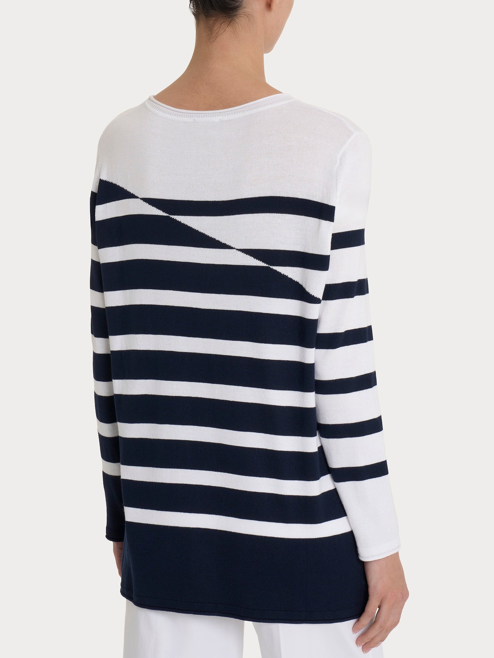 Ragno Maglia girocollo righe bicolori Fant.Bianco viscosa