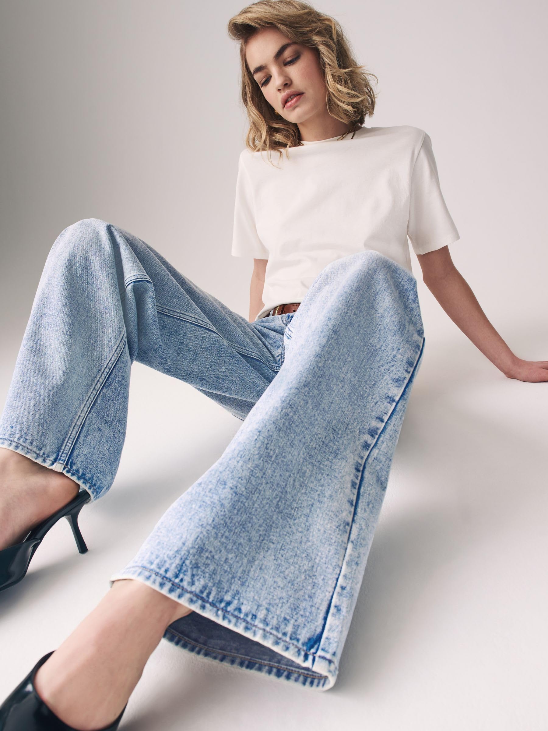 Geo Next The Set jeans donna gamba larga cotone 2 pezzi
