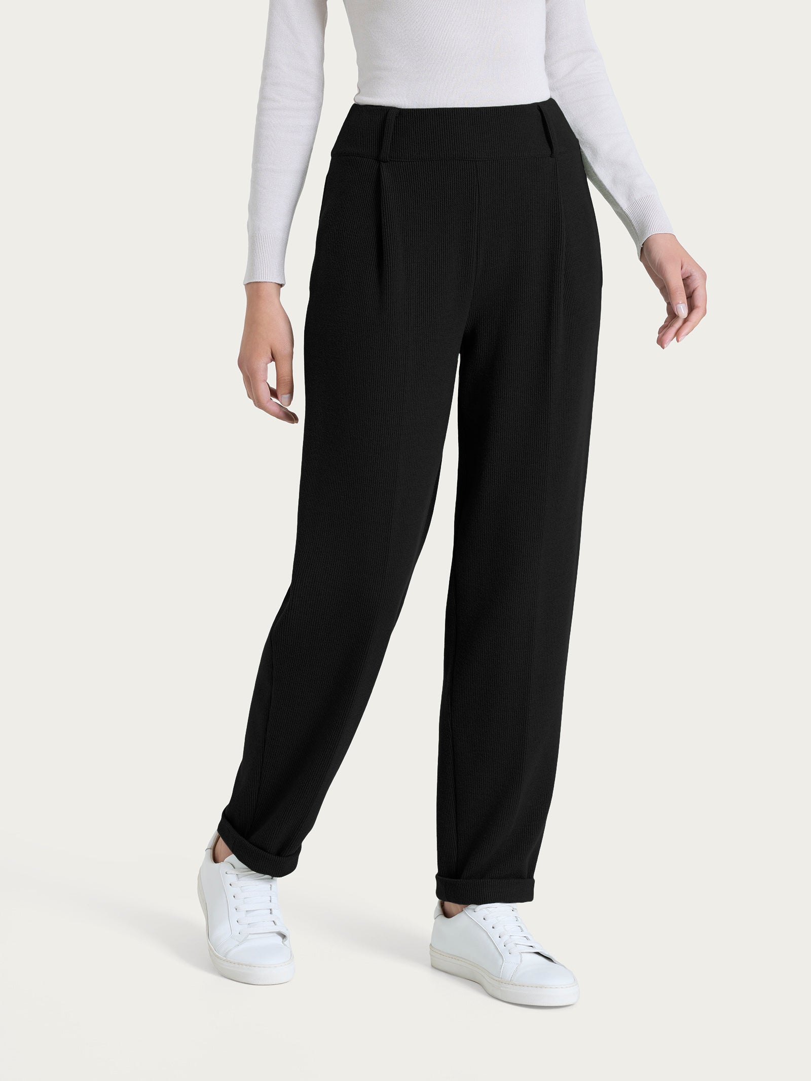 Ragno Relaxed Pantalone Carota Velvet Nero con pinces invernale