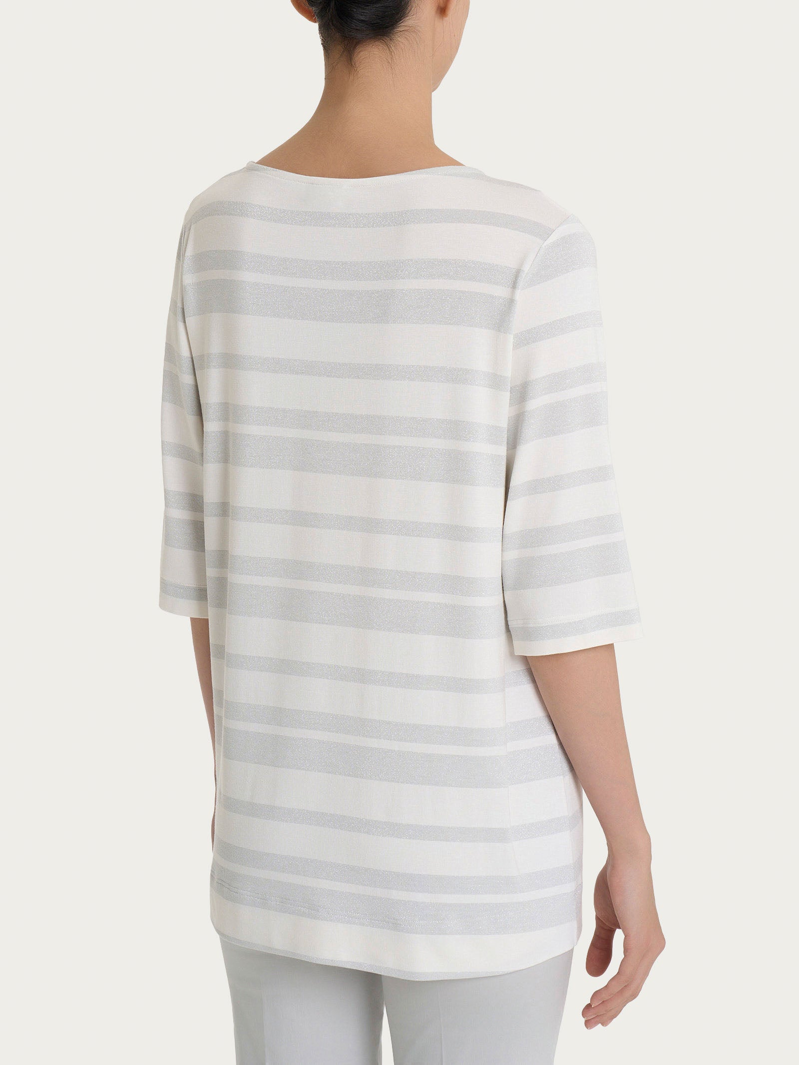 Ragno Viscosa Summer maglietta righe lurex bianco