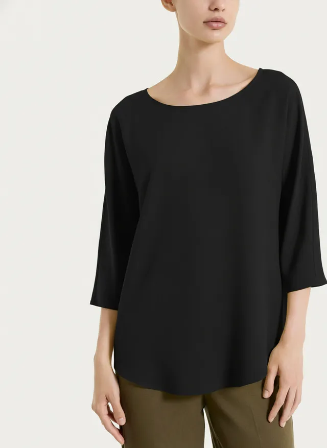 Ragno Voile Stretch blusa manica 3/4 Nero viscosa