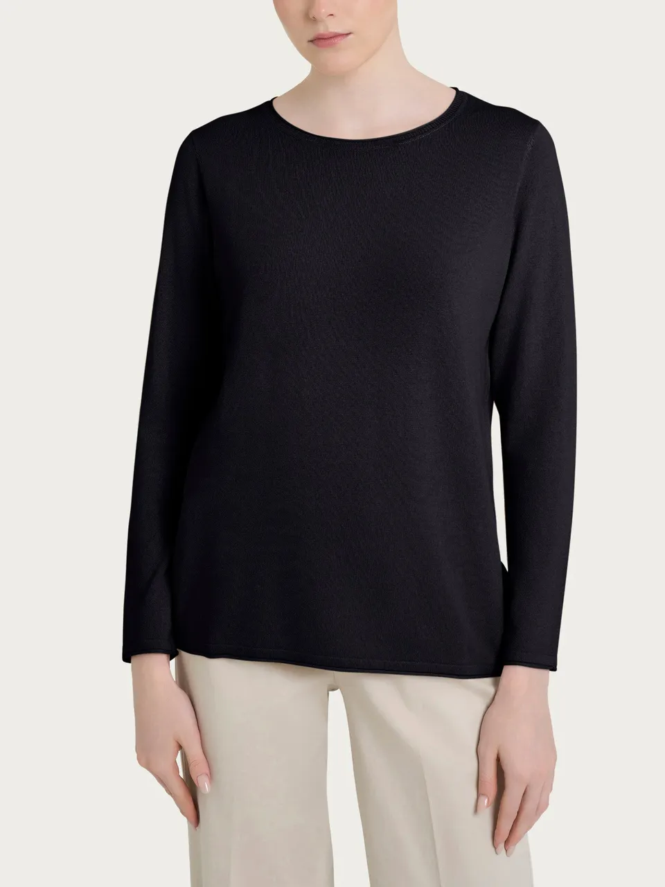 Ragno Summertime maglia girocollo Nero manica lunga leggera