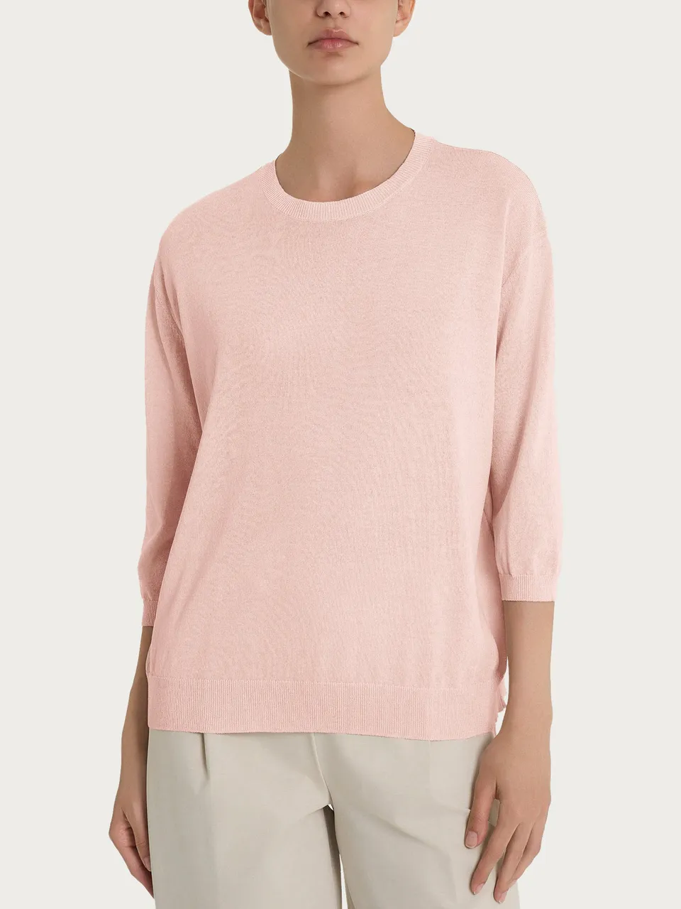 Ragno maglia girocollo manica 3/4 crepe Cameo Rose