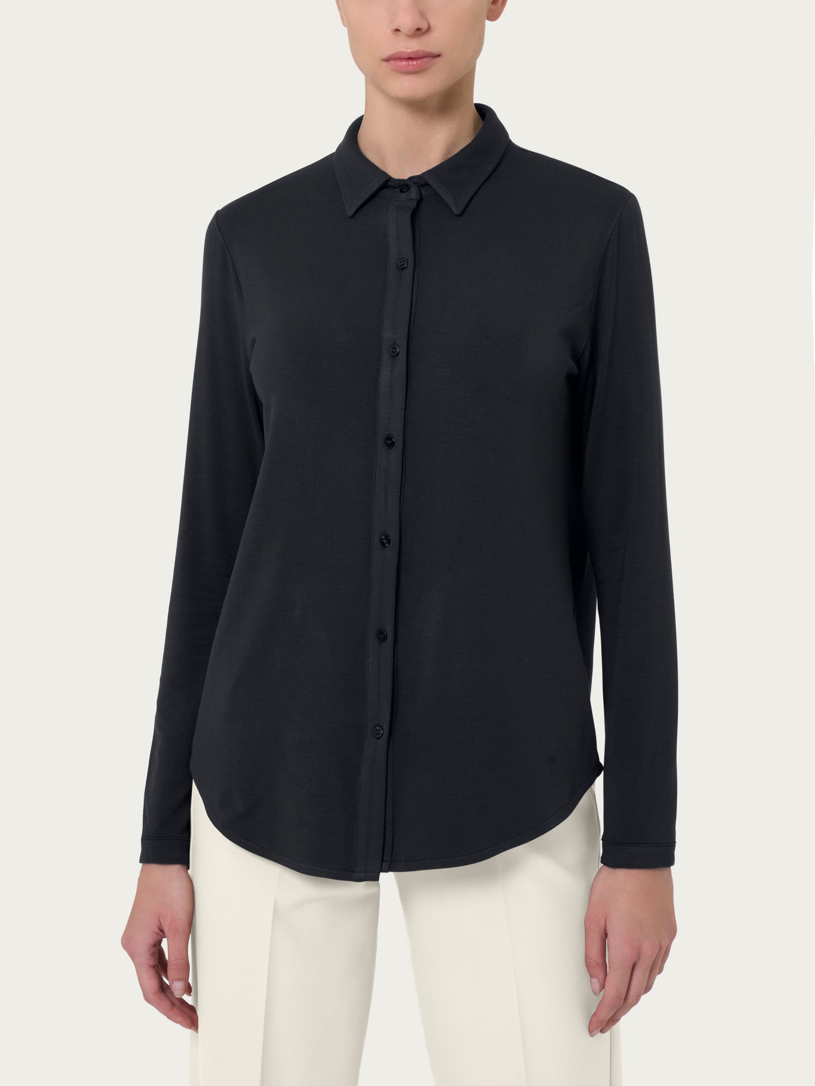 Ragno Eco Viscosa Camicia manica lunga Nero viscosa