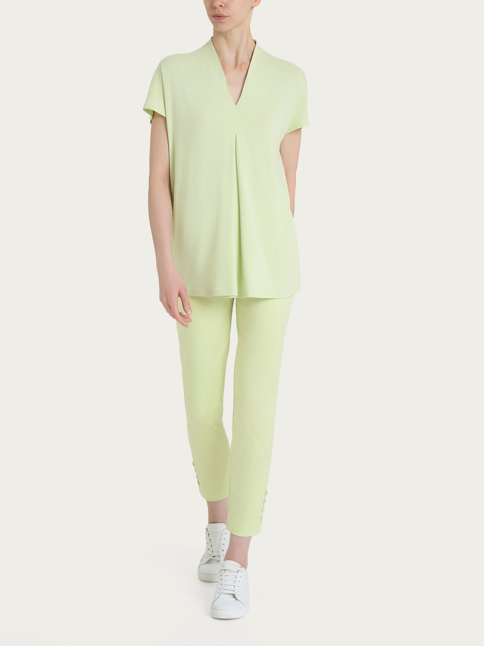 Ragno Viscosa Summer Maglietta Piega Frontale Shadow Lime crepe
