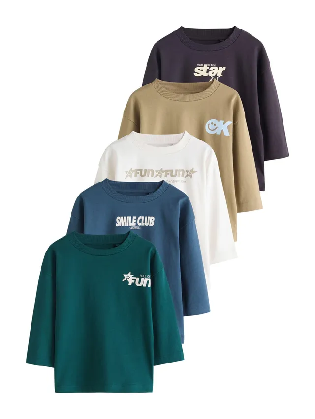 Geo Next magliette manica lunga ragazzo 5 pezzi cotone