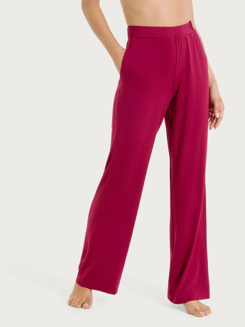 Ragno Viscosa Summer Pantalone ampio pantalone rosso Beet Red