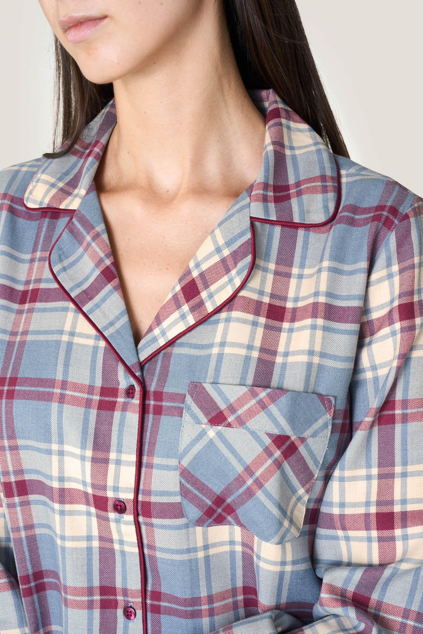Goldenpoint pigiama donna lungo abbottonato scozzese
