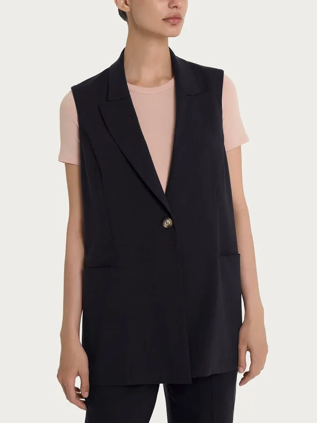Ragno Super Natural Gilet Lungo Nero tencel fresco