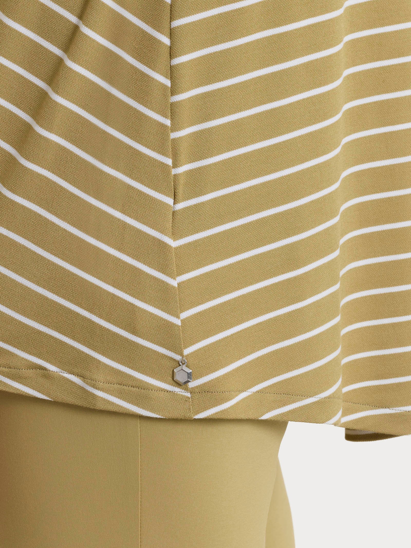 Ragno Summer Light Maglietta Righe Collo Squadrato Khaki Fresca