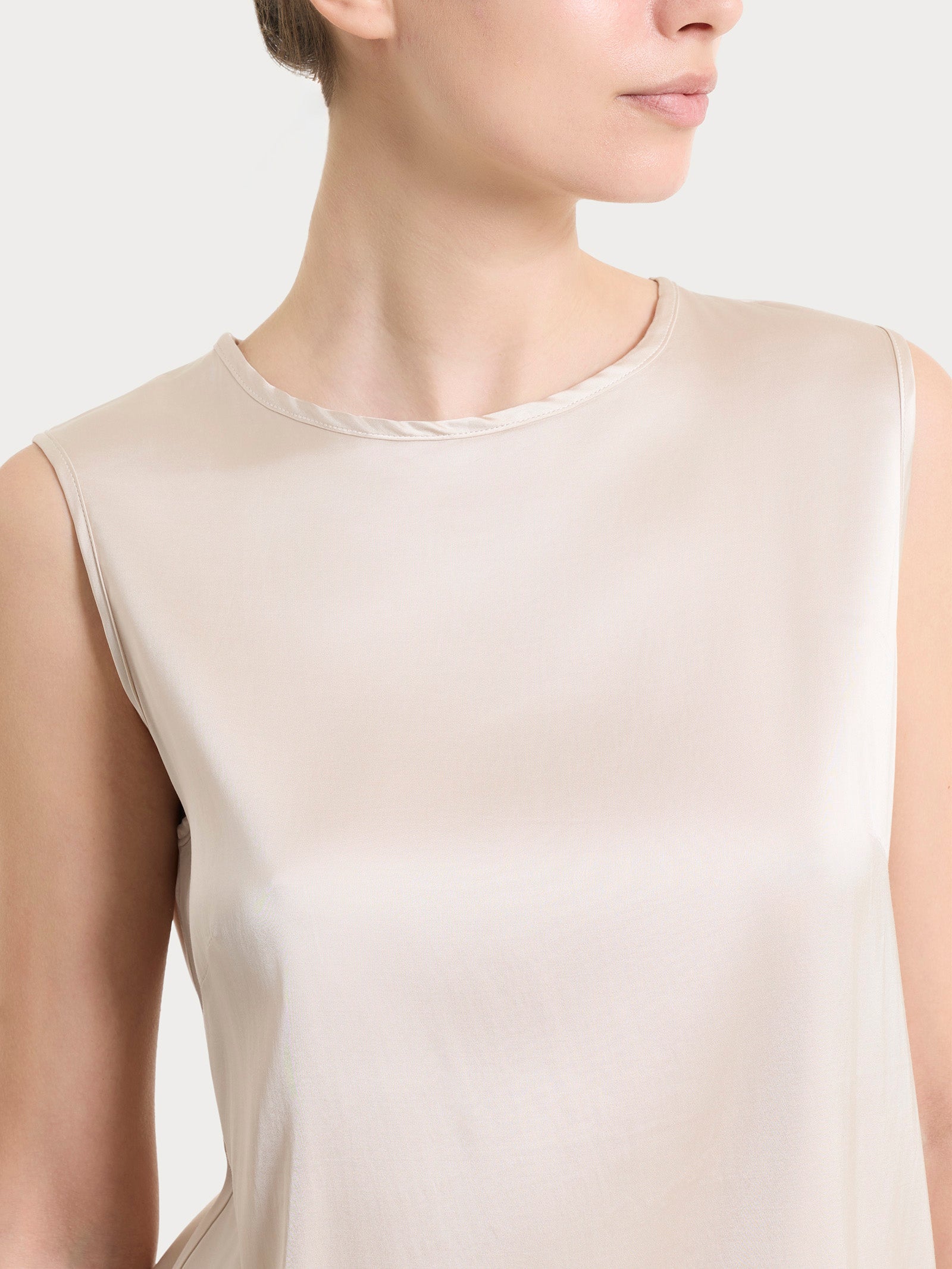 Ragno Stretch Satin top spalla larga champignon fluido