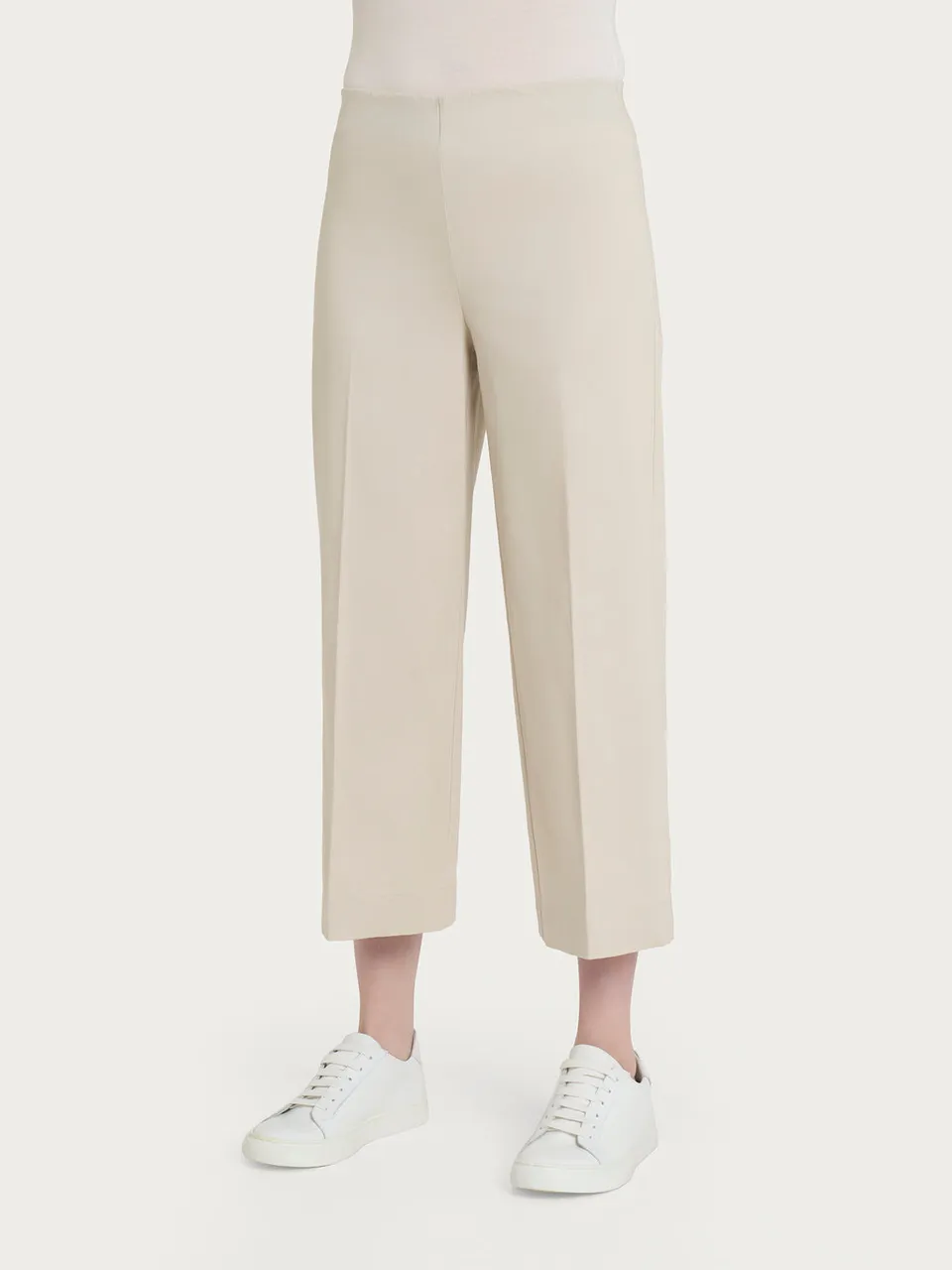 Ragno Satin Power cropped wide pants pantaloni champignon satinati