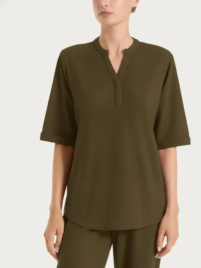 Ragno Beachwear Maglia Camicia maglia dark olive summer slub