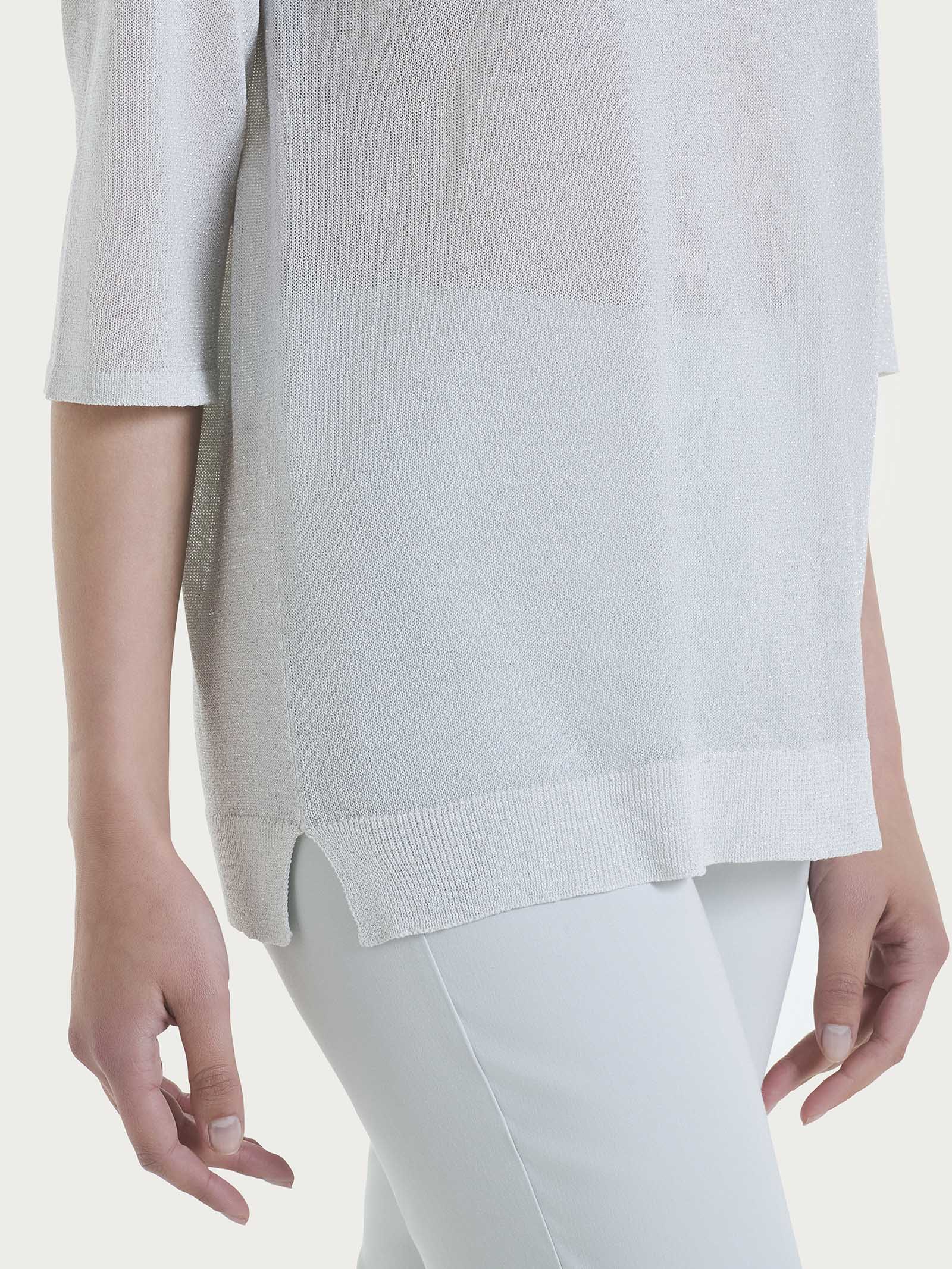 Ragno Viscosa Summer Maglia Barchetta Lurex Bianco 3/4