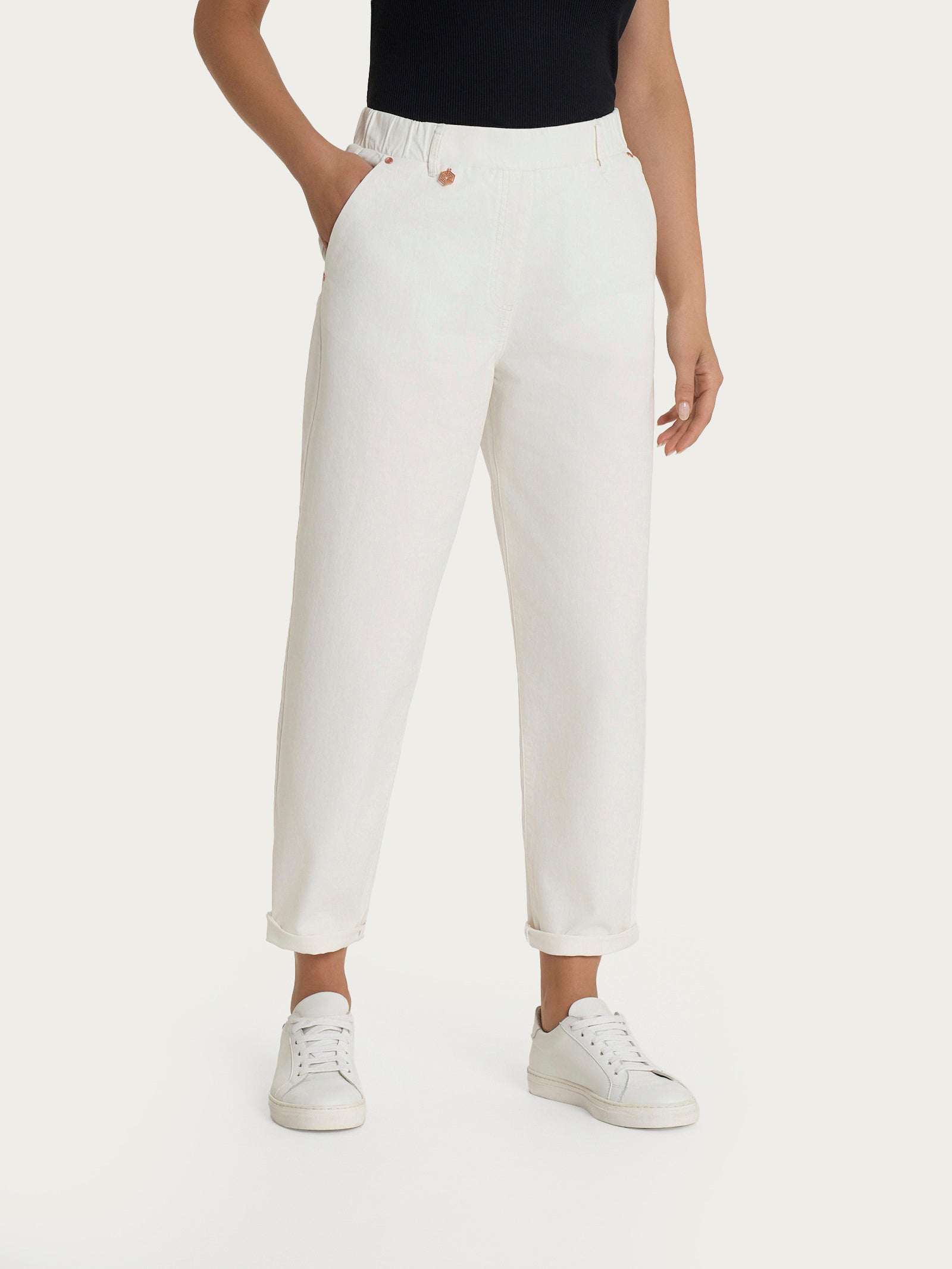 Ragno Super Denim jeans a carota con tasche bianco light denim
